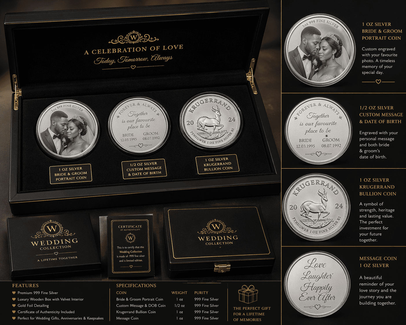 Custom 3-coin gold commemorative set